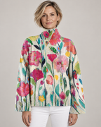 Melani™ | Vintage Floral Abstract Art Turtleneck Sweater