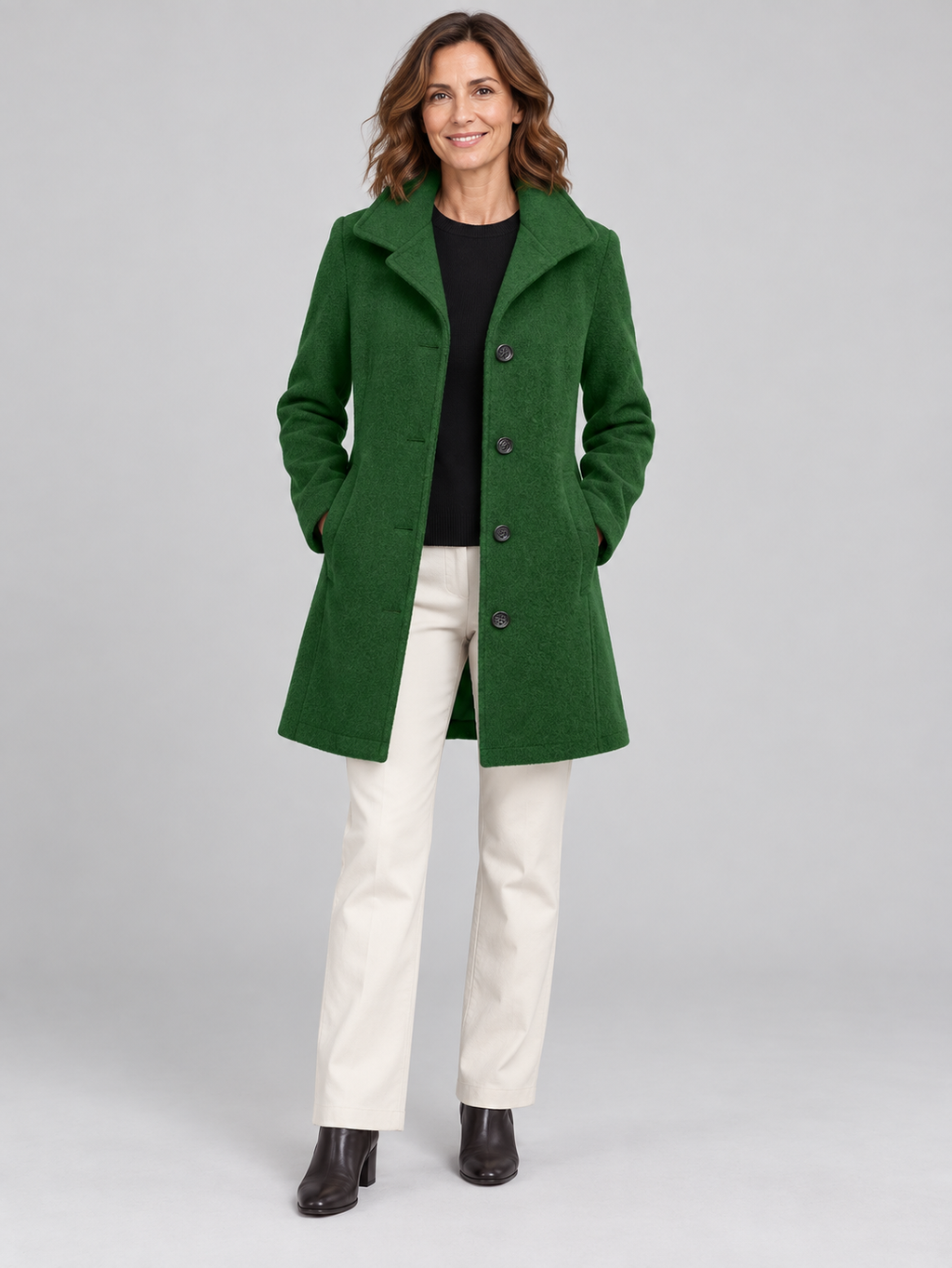 GABRIELA™ - Casual Wool Blend Pea Coat with Single-Breasted Design