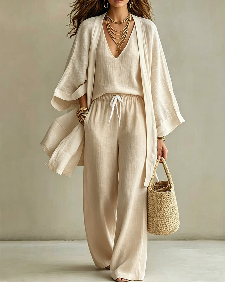 Soft Loose Fit Linen Vest Pants Set