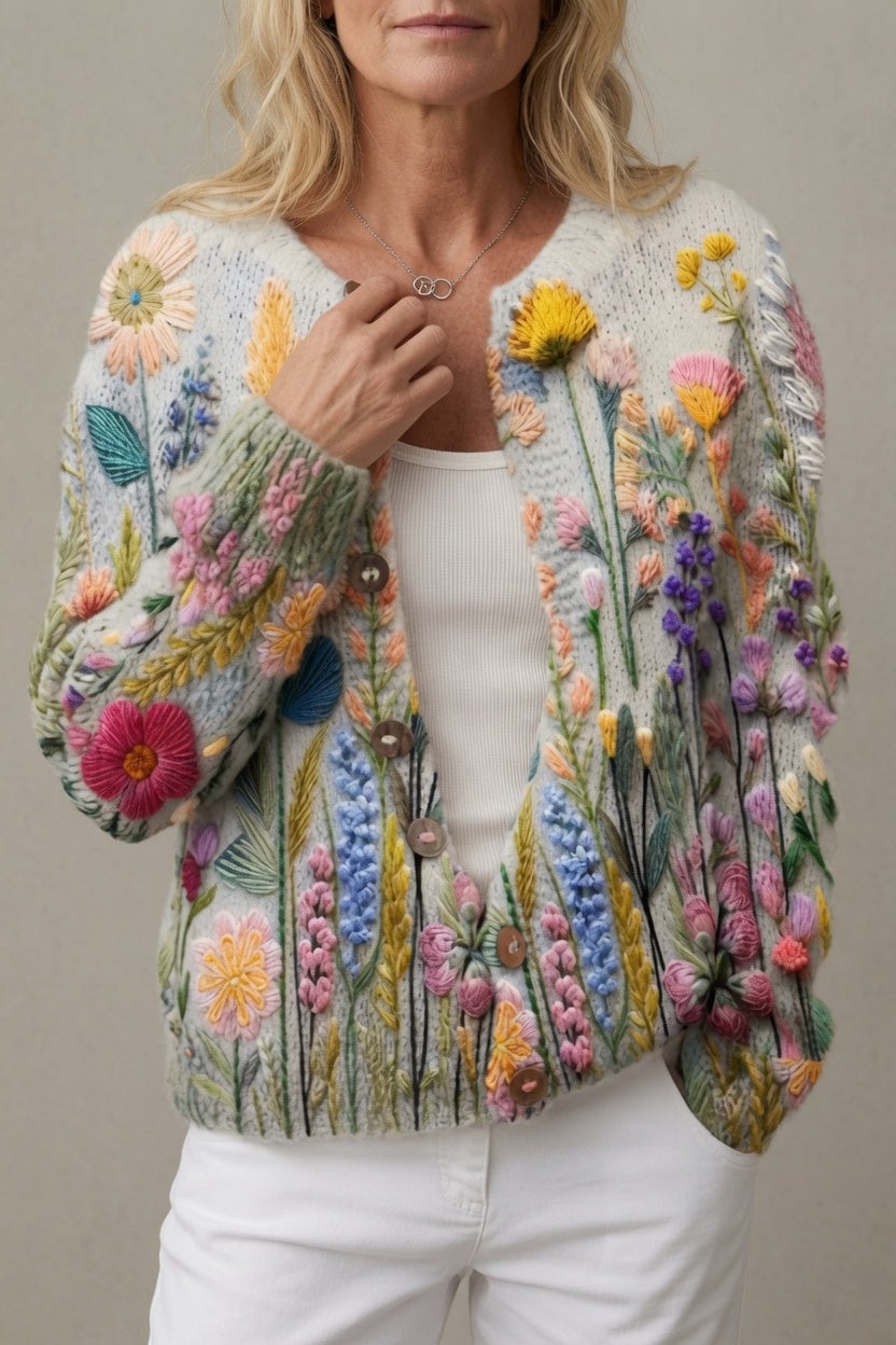 Hazel | Charming Floral Knit Cardigan