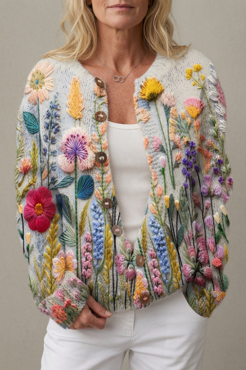 Hazel | Charming Floral Knit Cardigan