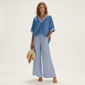 Juliana | V-Neck Varsity Top & Stripe Wide-Leg Set