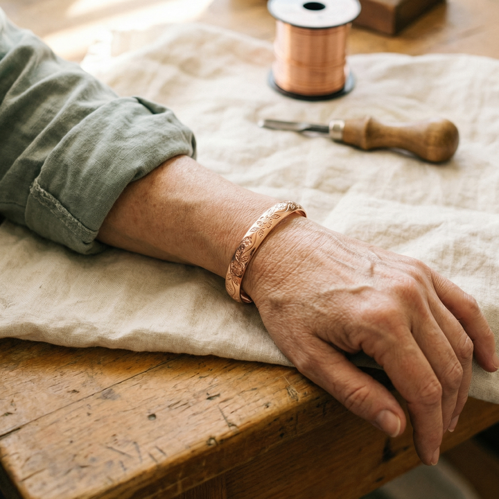 Ximena | Hand-Engraved Copper Vine Cuff Bracelet