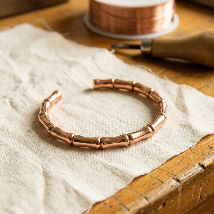 Ruby | Segmented Bamboo-Style Copper Cuff Bracelet