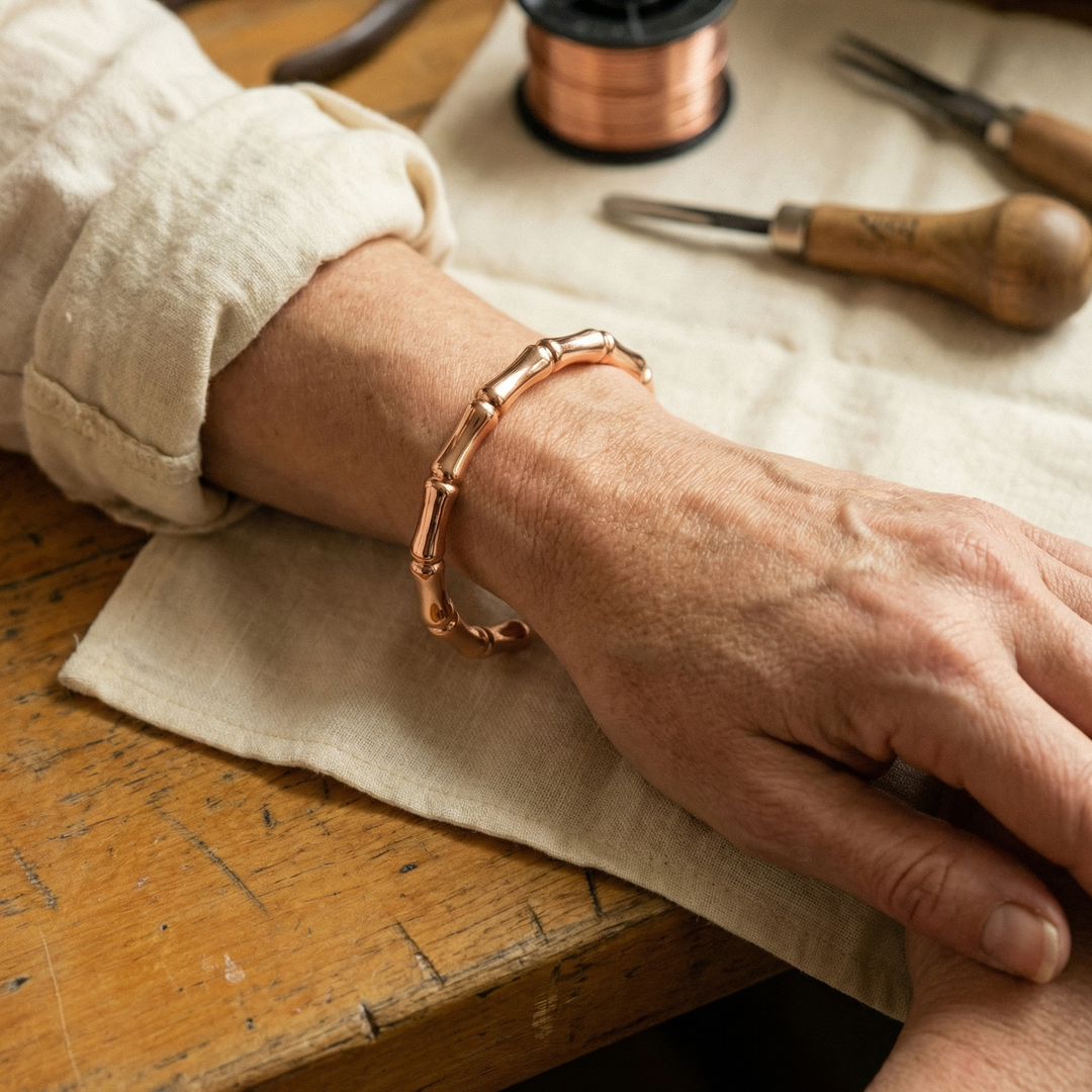 Ruby | Segmented Bamboo-Style Copper Cuff Bracelet