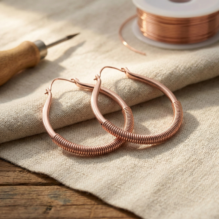 Uma | Wire-Wrapped Copper Teardrop Earrings