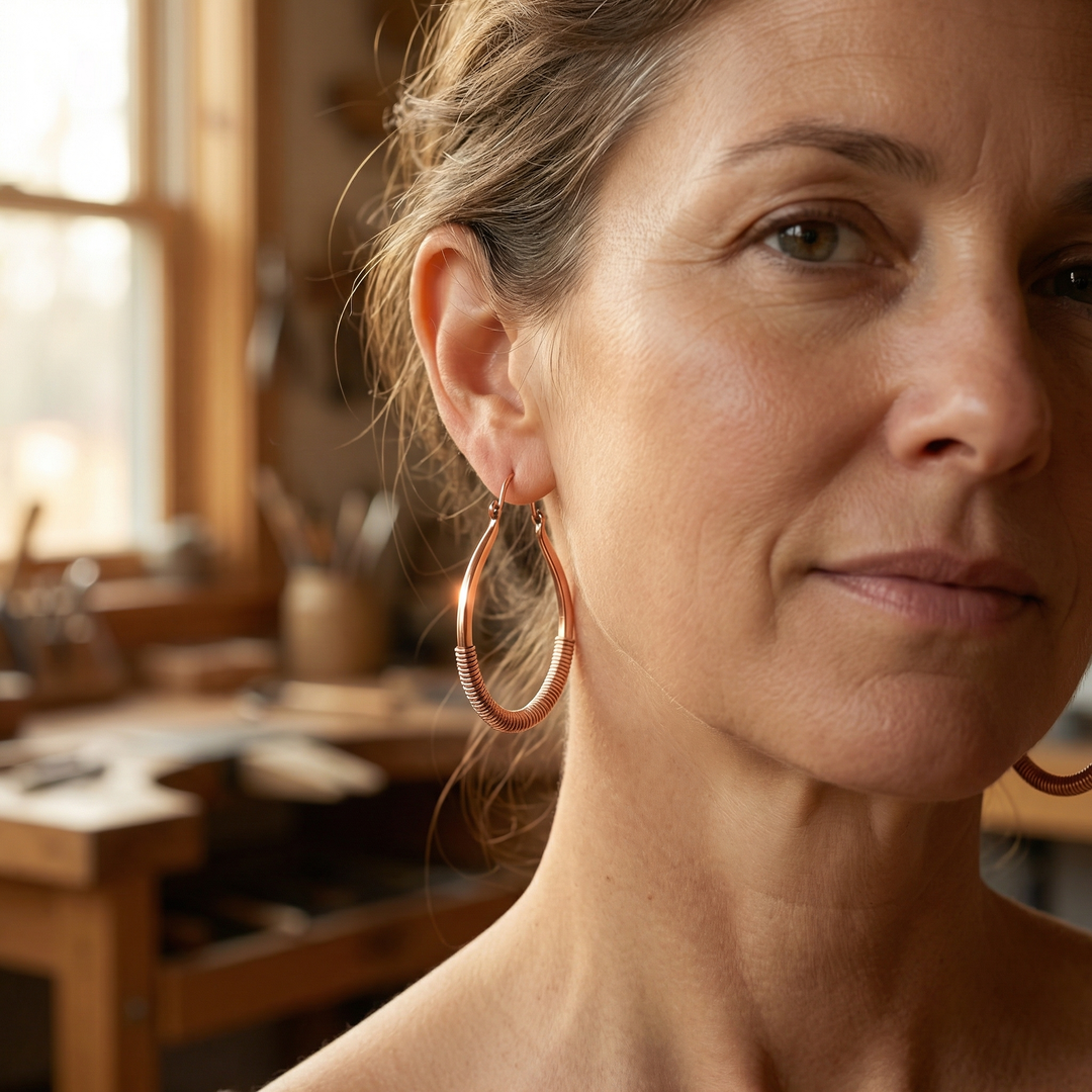 Uma | Wire-Wrapped Copper Teardrop Earrings