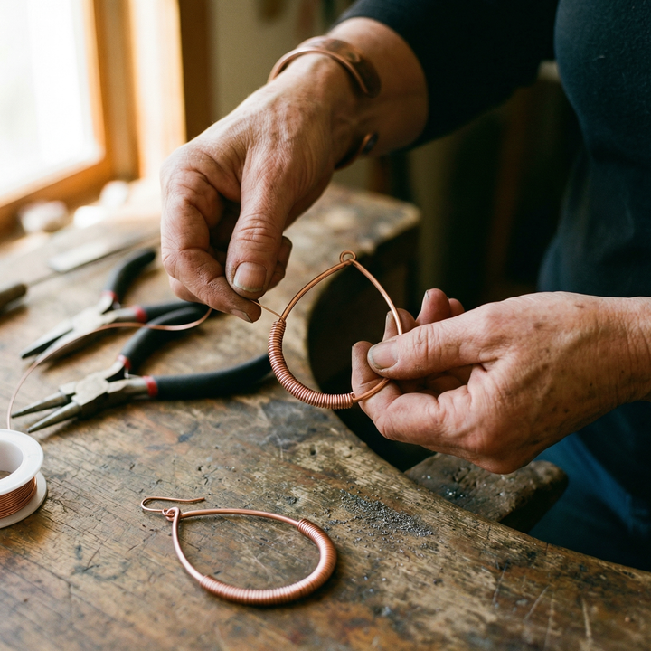 Uma | Wire-Wrapped Copper Teardrop Earrings