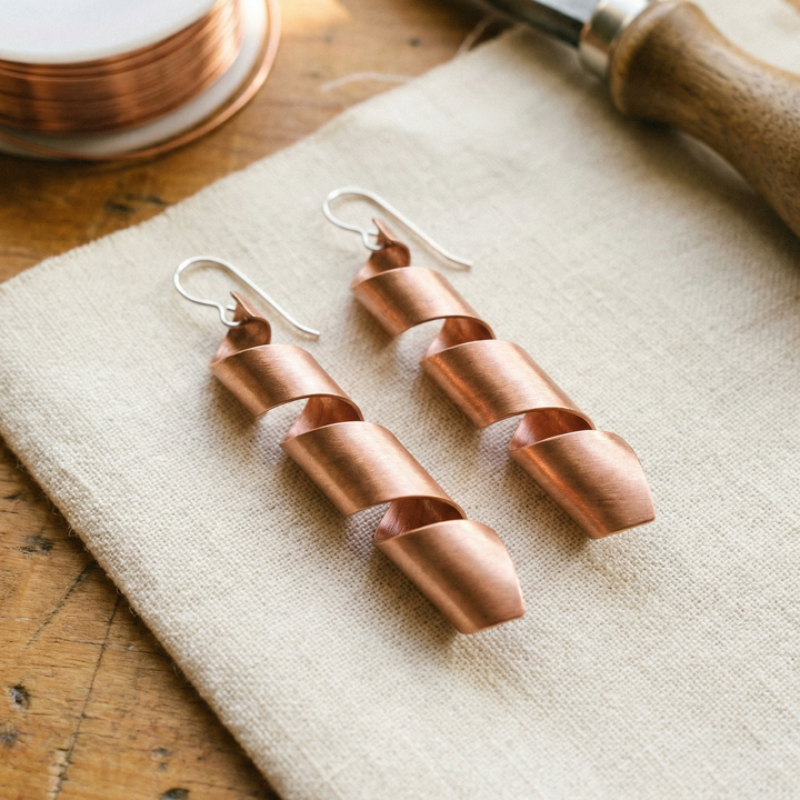 Natalie | Twisted Spiral Copper Earrings