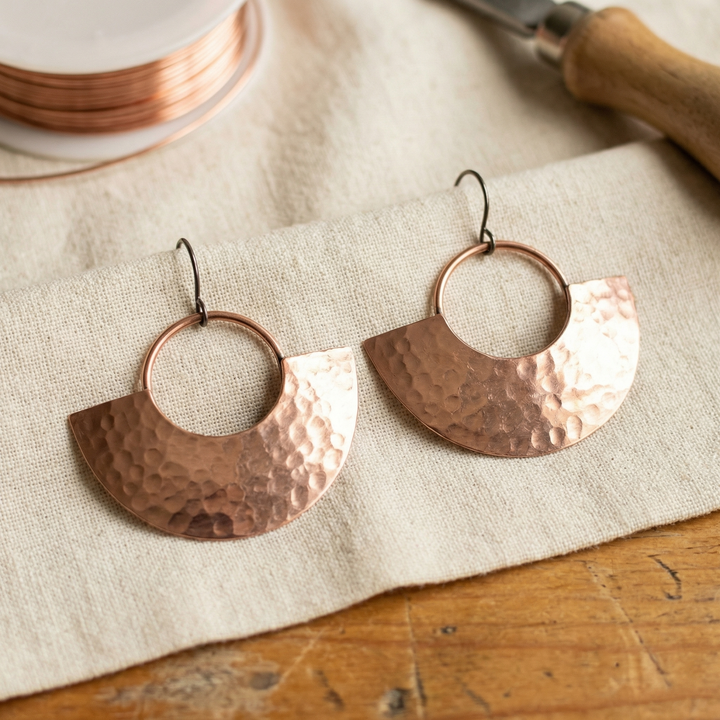 Lila | Hammered Copper Fan Earrings