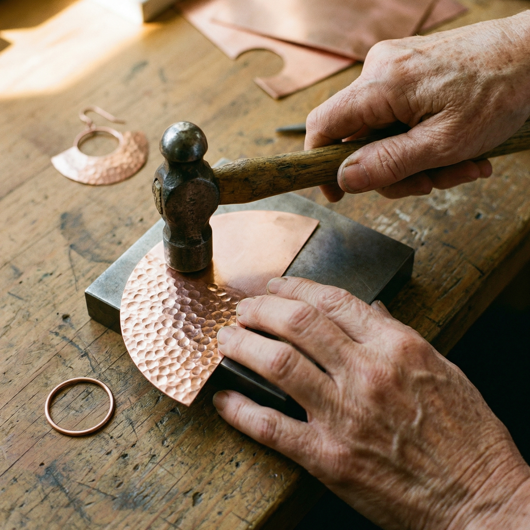 Lila | Hammered Copper Fan Earrings