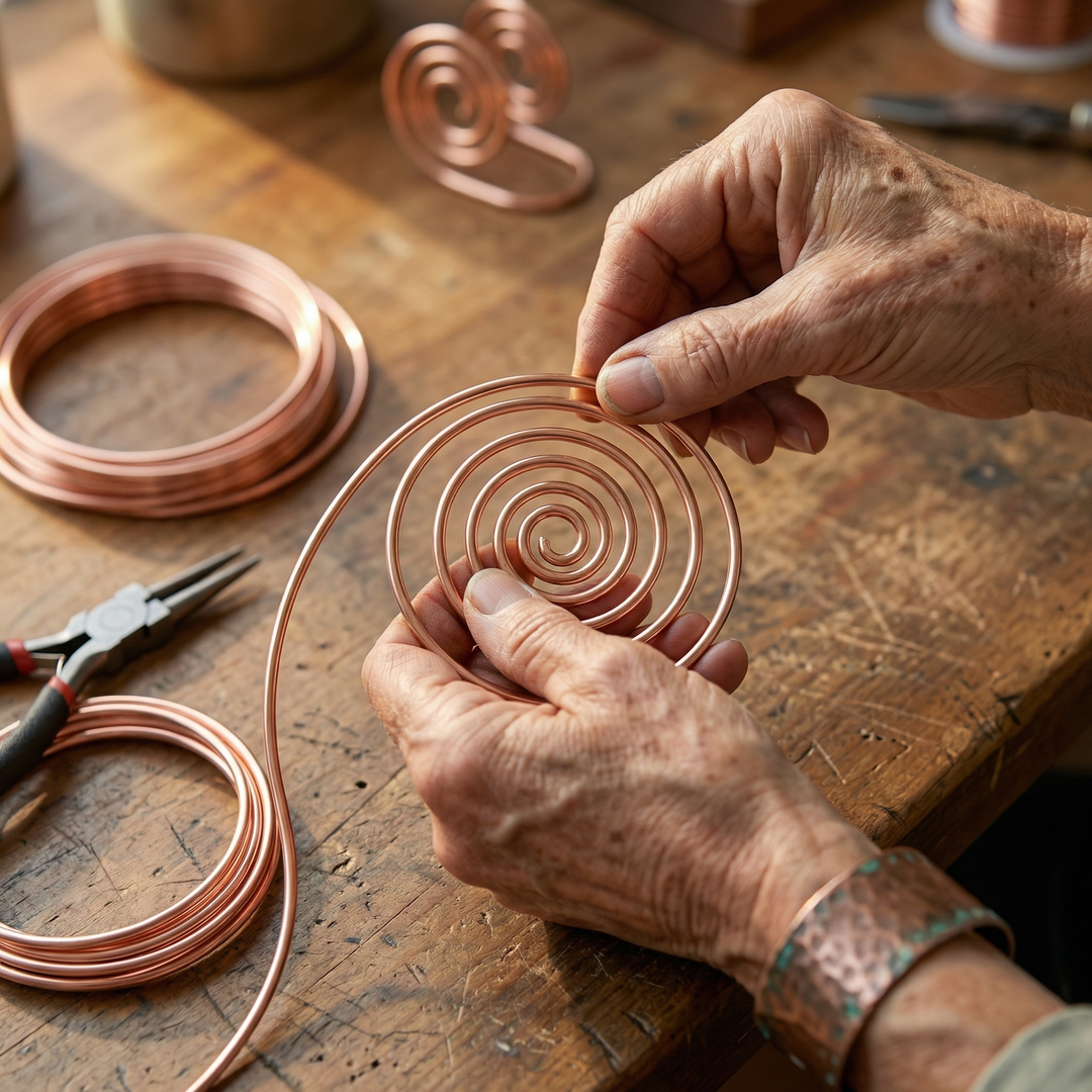 Camille | Copper Wire Hand Spiral Cuff