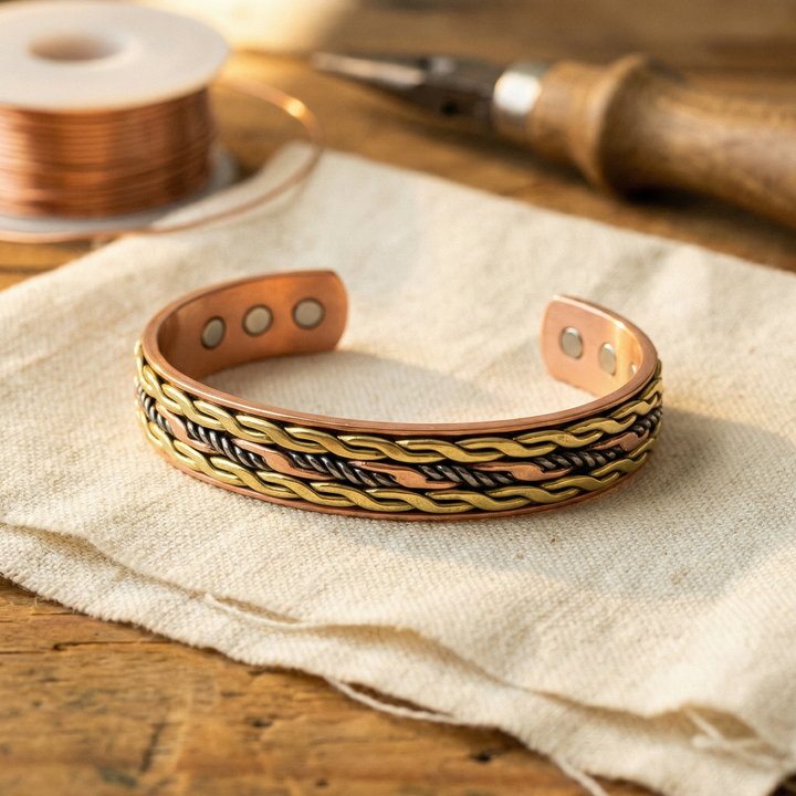 Fiona | Tri-Metal Twisted Copper Cuff Bracelet