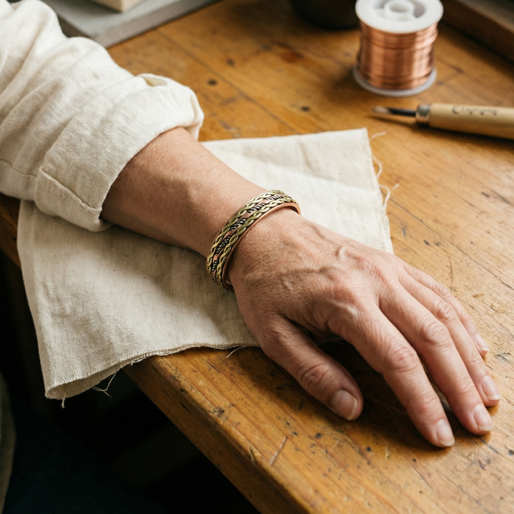 Fiona | Tri-Metal Twisted Copper Cuff Bracelet