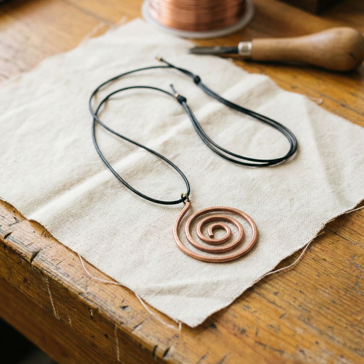Grace | Hand-Coiled Copper Spiral Pendant Necklace
