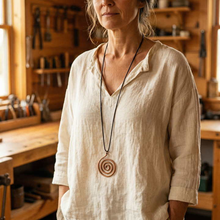 Grace | Hand-Coiled Copper Spiral Pendant Necklace