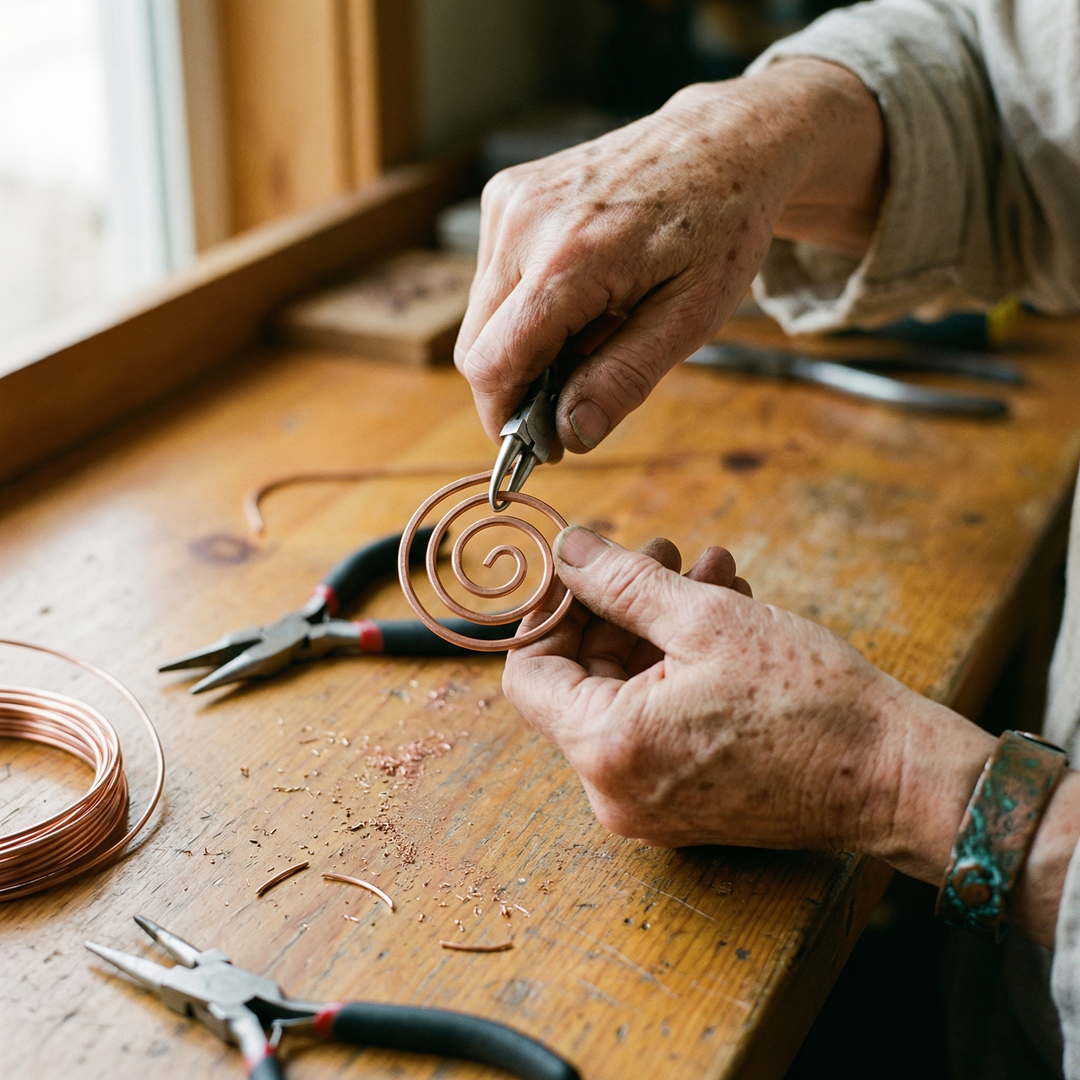 Grace | Hand-Coiled Copper Spiral Pendant Necklace
