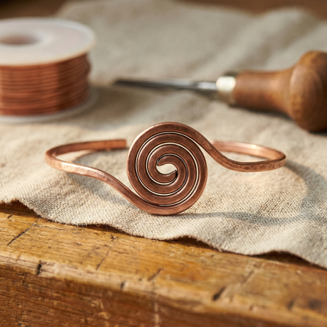 Lucia | Hand-Coiled Copper Spiral Anklet