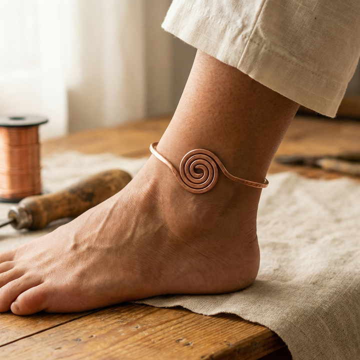 Lucia | Hand-Coiled Copper Spiral Anklet