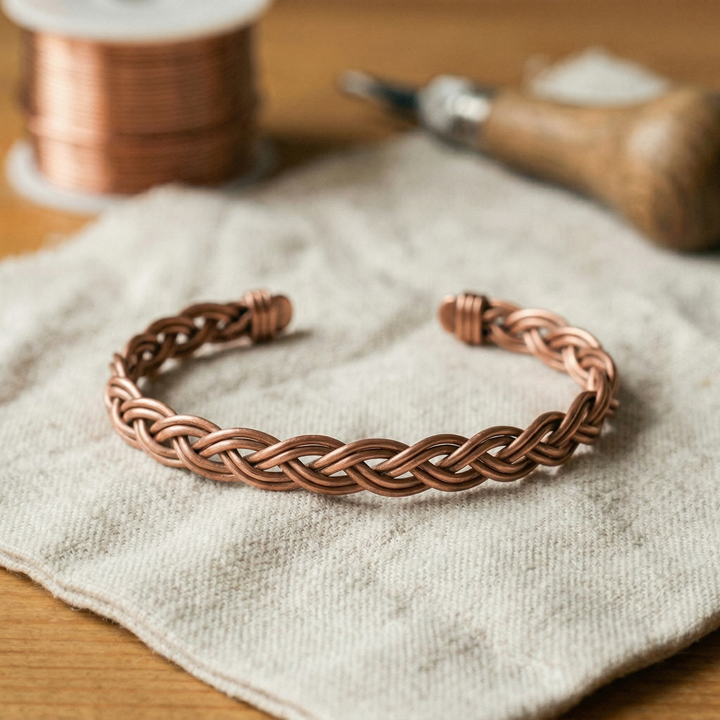 Faye | Woven Braid Copper Anklet