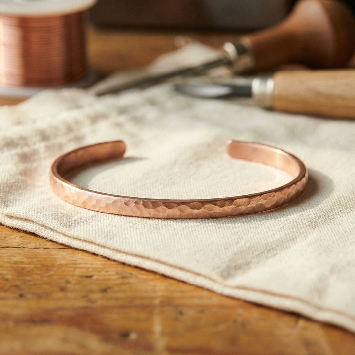 Ava | Hammered Copper Ankle Chain with Dimpled Texture