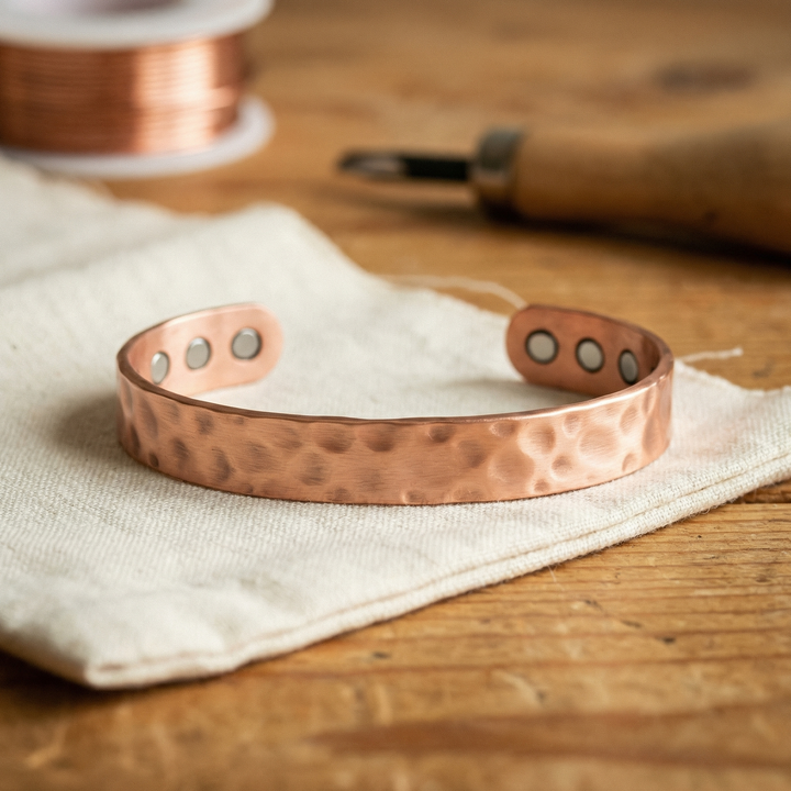 Wren | Hammered Magnetic Copper Cuff Bracelet