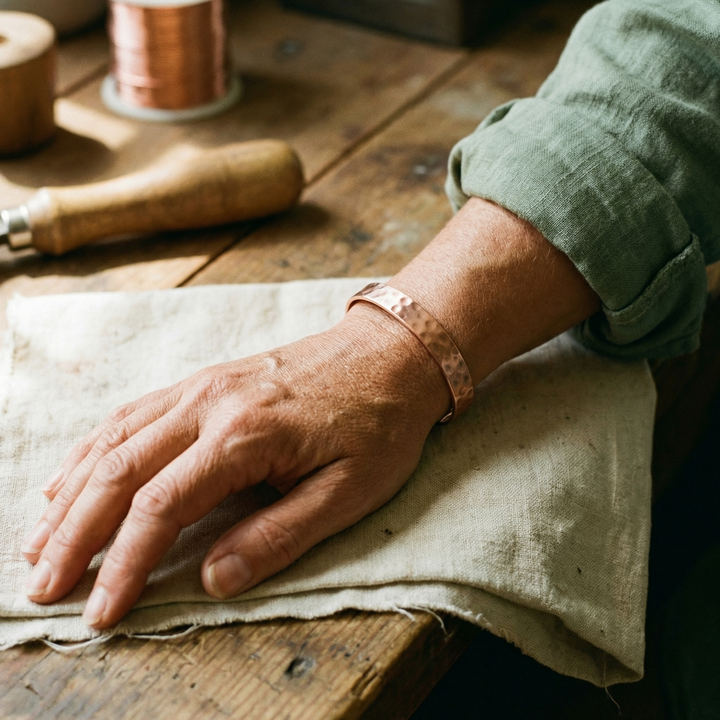 Wren | Hammered Magnetic Copper Cuff Bracelet