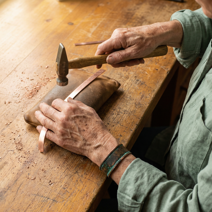 Abigail | Jade-Inlay Copper Cuff Bracelet