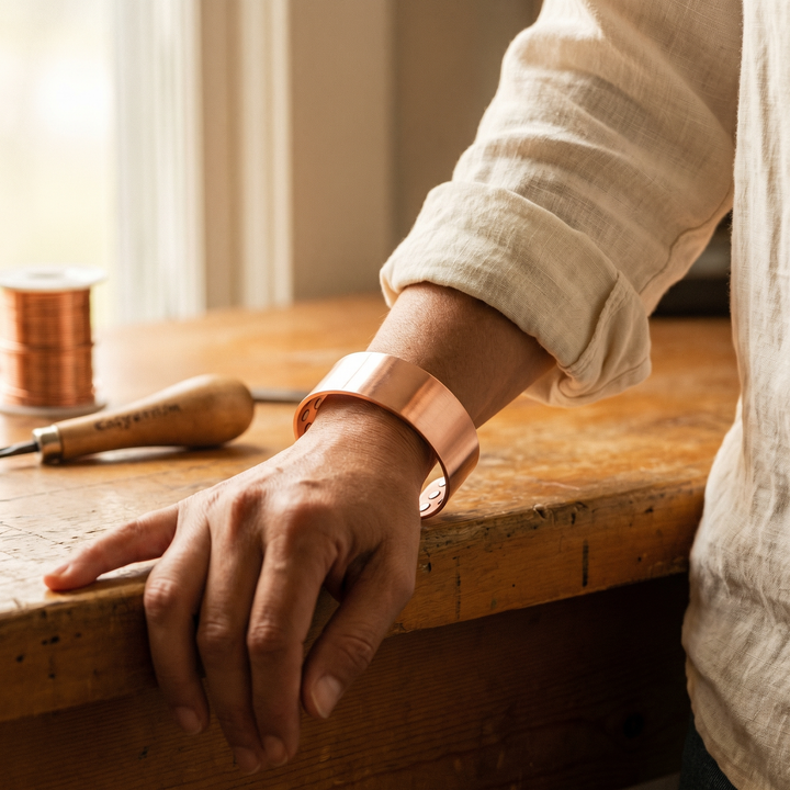 Ines | Wide Studded Copper Cuff Bracelet