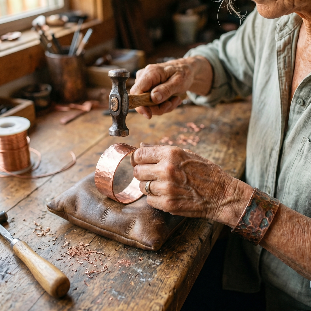 Ines | Wide Studded Copper Cuff Bracelet