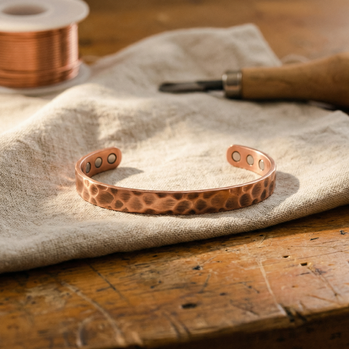Naomi | Divot-Textured Copper Open Cuff Bracelet
