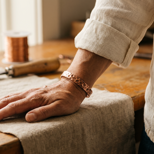 Naomi | Divot-Textured Copper Open Cuff Bracelet