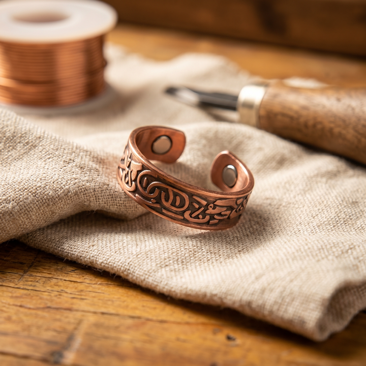 Paloma | Engraved Copper Scrollwork Ring with Magnets