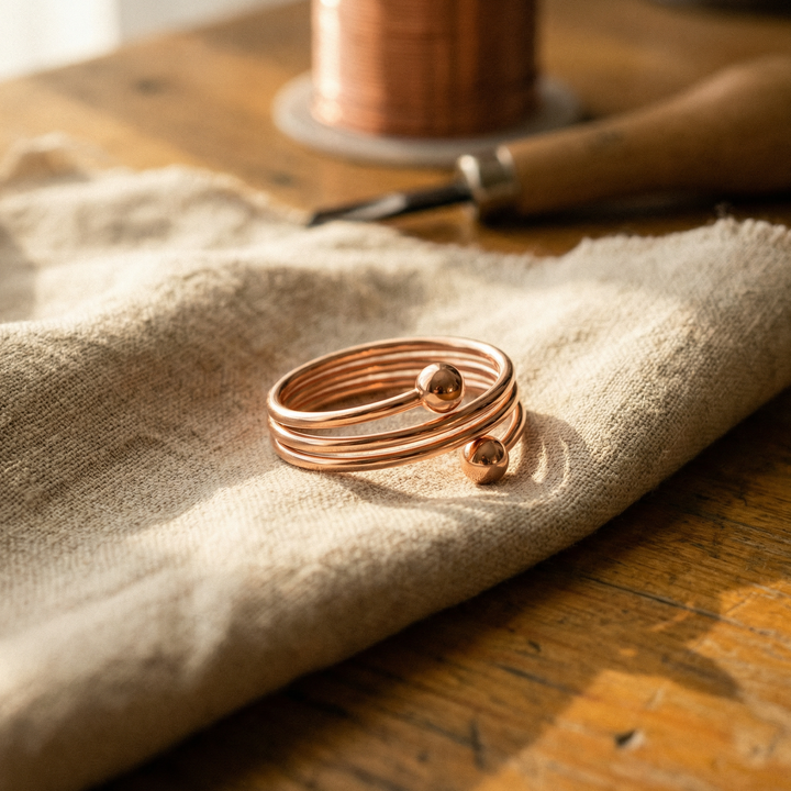 Hazel | Triple-Band Coiled Pure Copper Ring
