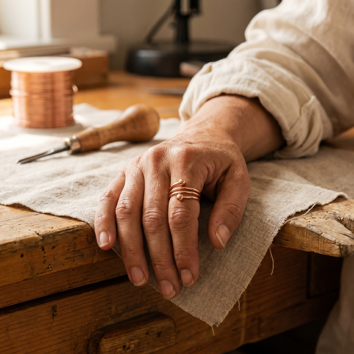 Hazel | Triple-Band Coiled Pure Copper Ring