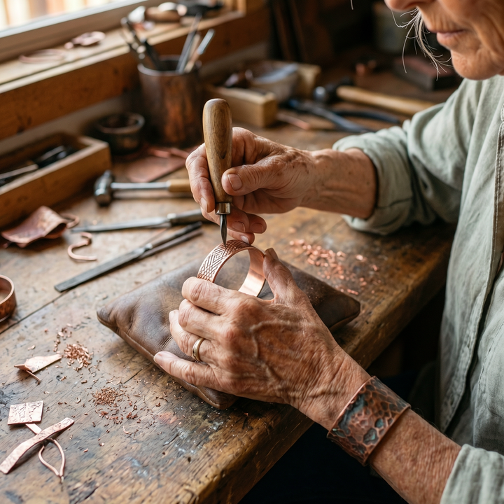 Odette | Crosshatch-Engraved Copper Ring