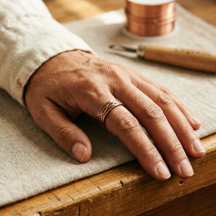 Xiomara | Woven-Pattern Copper Open Cuff Ring