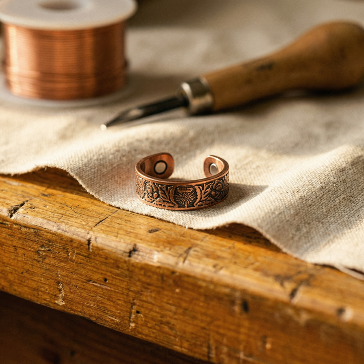 Bianca | Jade-Inlay Copper Wrap Ring