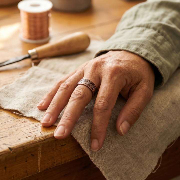 Bianca | Jade-Inlay Copper Wrap Ring