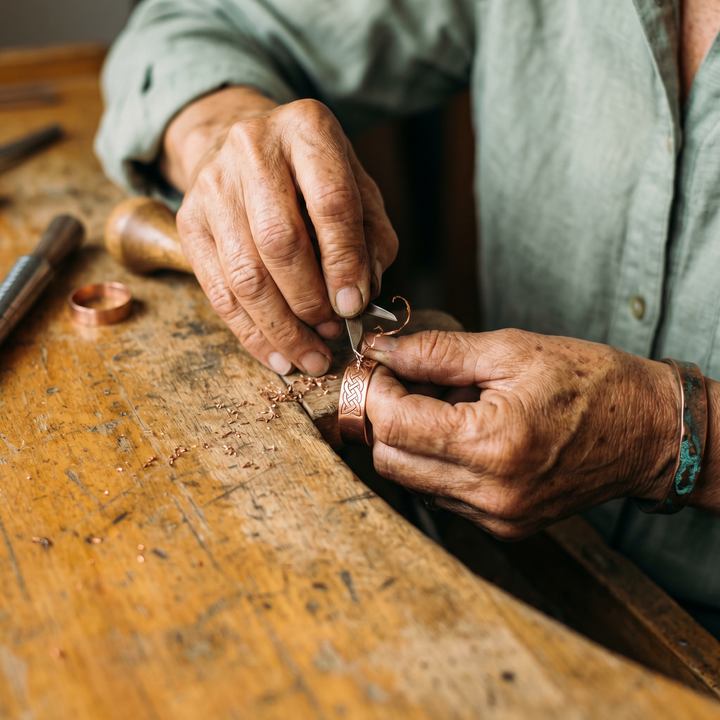 Sage | Jade-Inlay Copper Wrap Ring