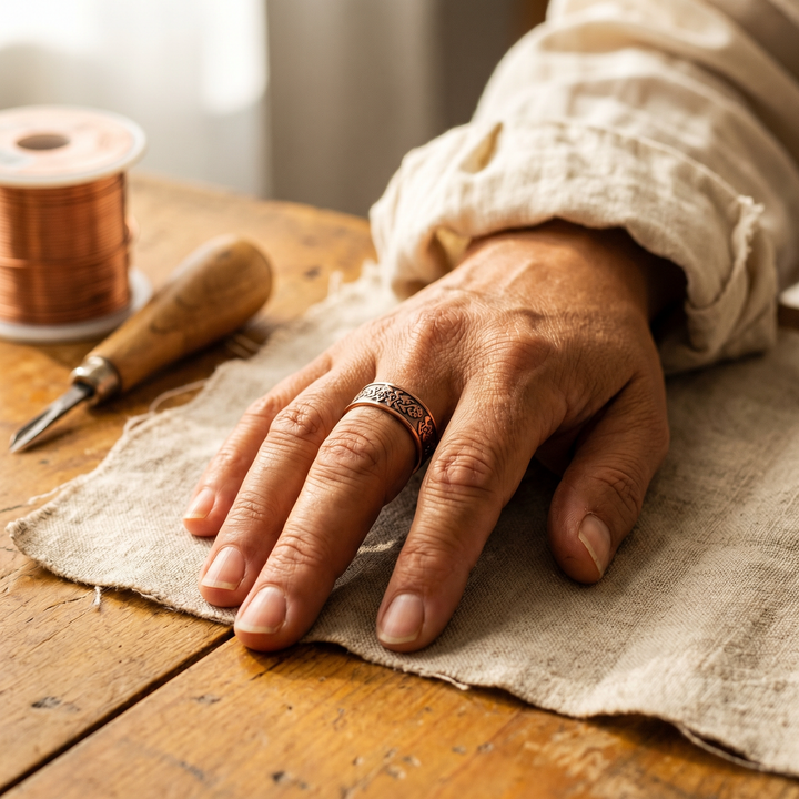 Selena | Hand-Engraved Floral Copper Ring