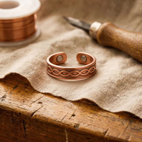 Xiomara | Woven-Pattern Copper Open Cuff Ring