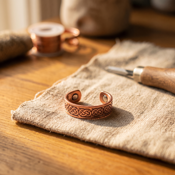 Sage | Jade-Inlay Copper Wrap Ring