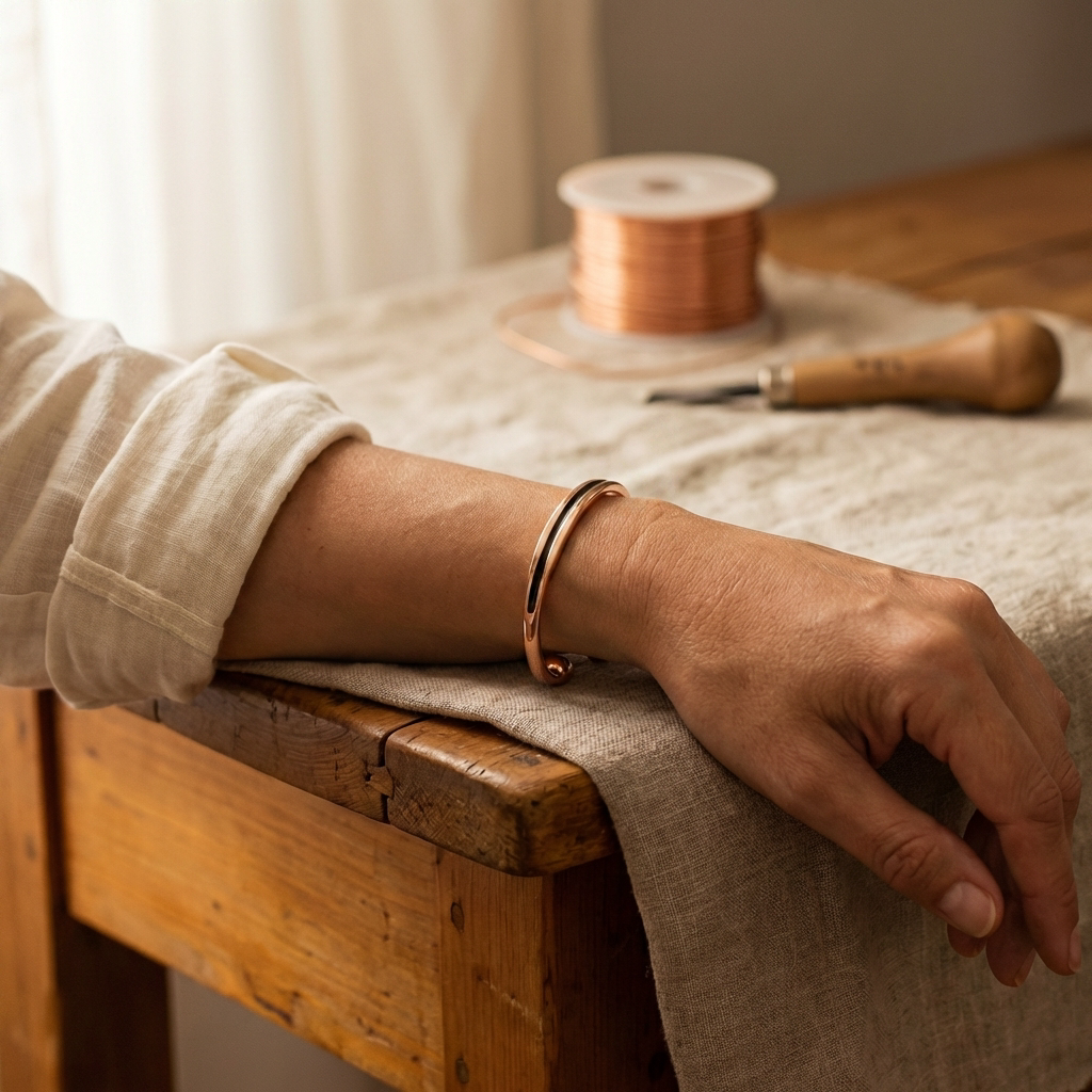 Esme | Polished Rose Copper Bangle Bracelet