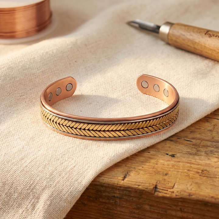 Daisy | Chevron-Braided Copper Rail Cuff Bracelet