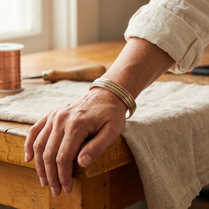 Daisy | Chevron-Braided Copper Rail Cuff Bracelet