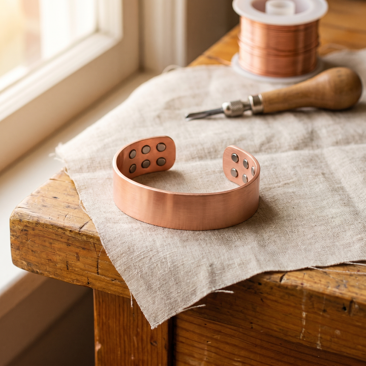 Ines | Wide Studded Copper Cuff Bracelet