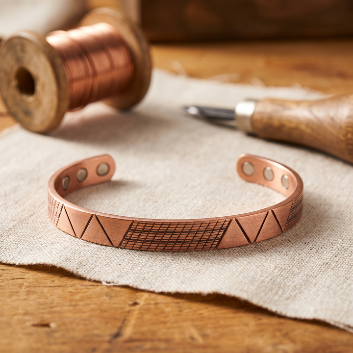 Helena | Geometric Magnetic Copper Cuff Bracelet