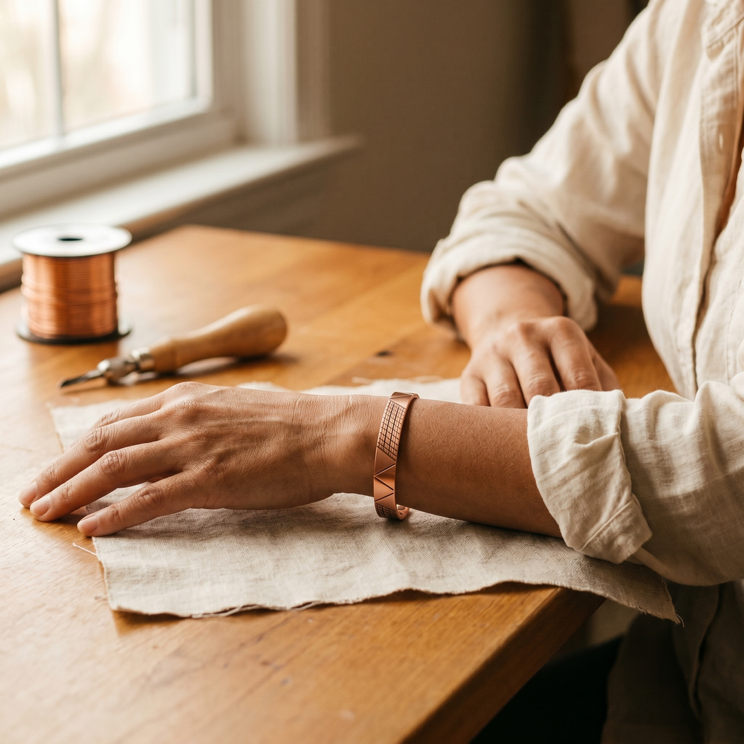 Helena | Geometric Magnetic Copper Cuff Bracelet