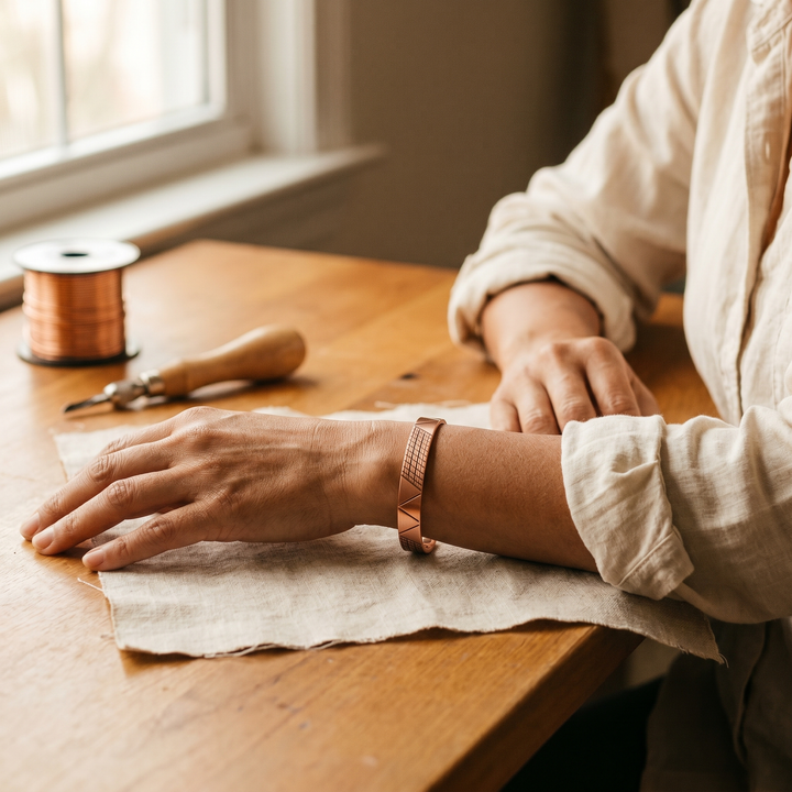 Helena | Geometric Magnetic Copper Cuff Bracelet